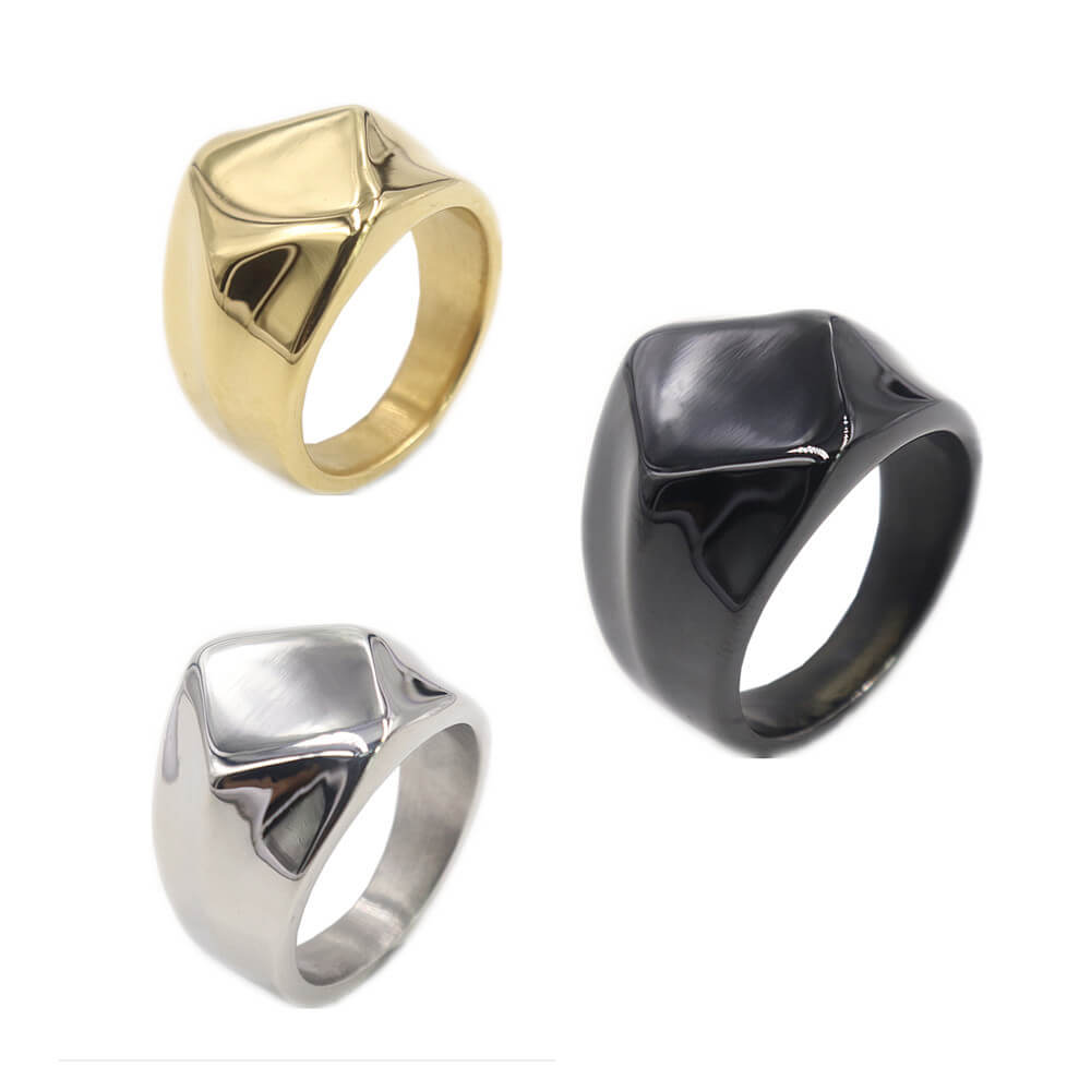 Irregular Diamond Shape Solid Stainless Steel Ring