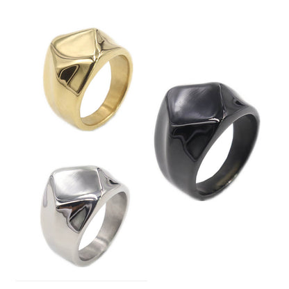 Irregular Diamond Shape Solid Stainless Steel Ring