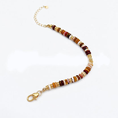 Sunset Frisbee Beaded Natural Agate Clavicle Necklace