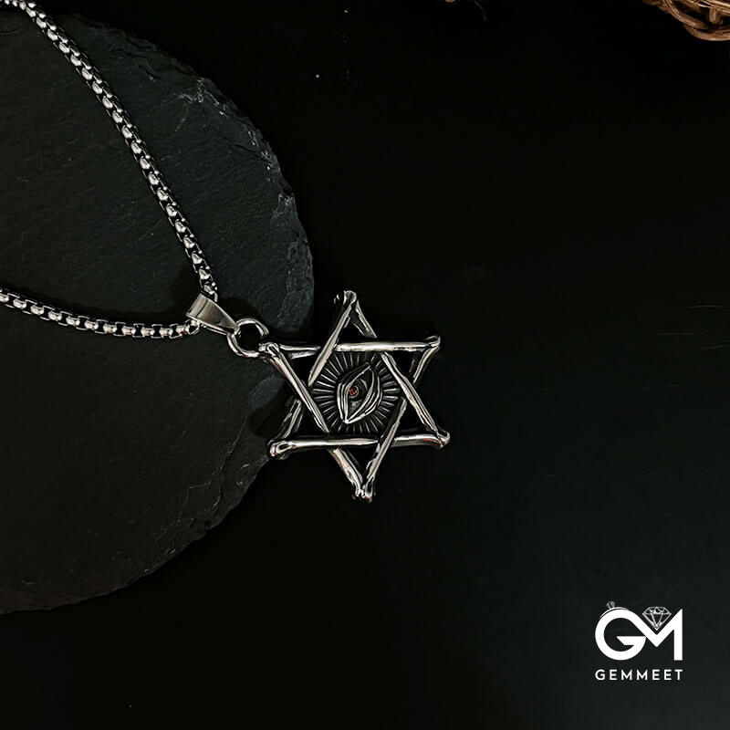 Hexagram Devil's Eye Pendant Necklace