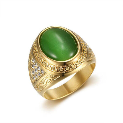 HIPHOP Gold-plated Zircon Opal Ring