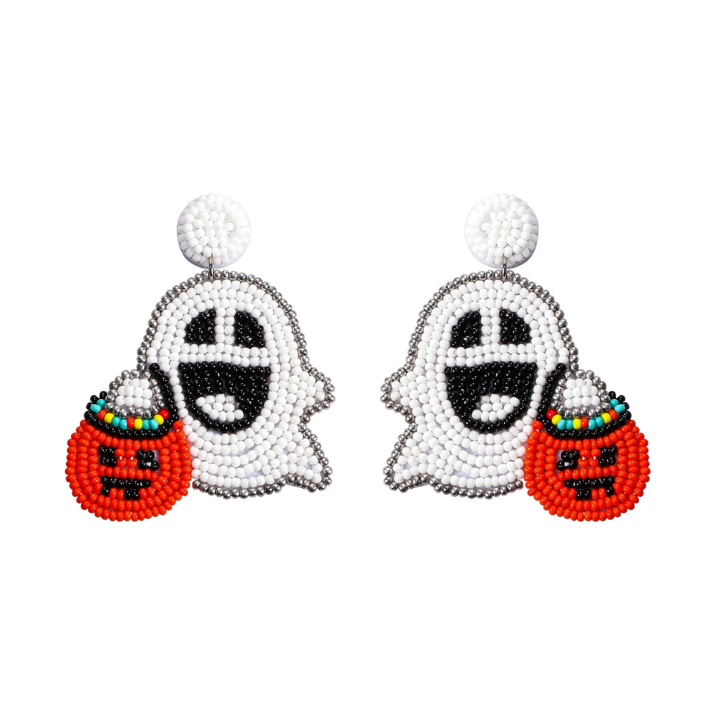 Halloween Pumpkin Cartoon Rice Beads Ghost Head Earrings