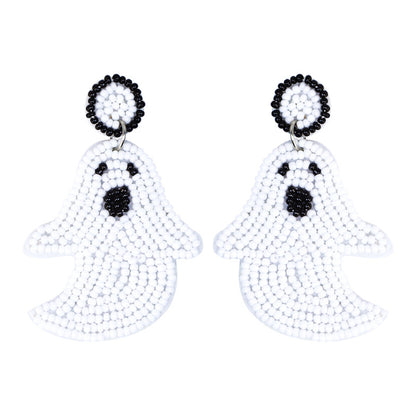 Halloween Cute Cartoon Ghost Handmade Fabric Bead Earrings