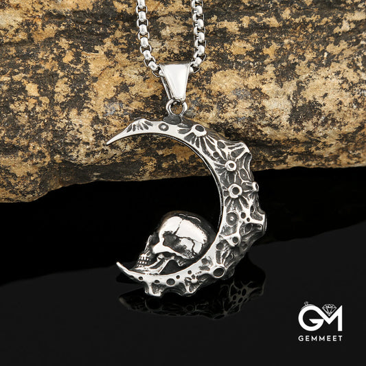 Moon Skull Titanium Steel Necklace