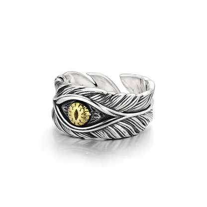 Eye Of God Sterling Silver High Street Vintage Feather Rings