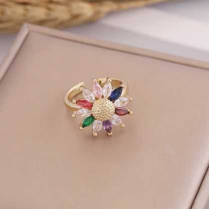 Colored Zircon Sun Flower Ring