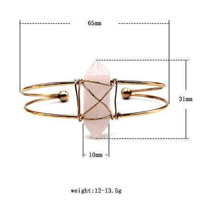 Natural Crystal Hexagon Post Wire Bracelet