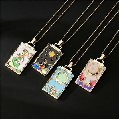 Moon Star Tarot Card Necklace