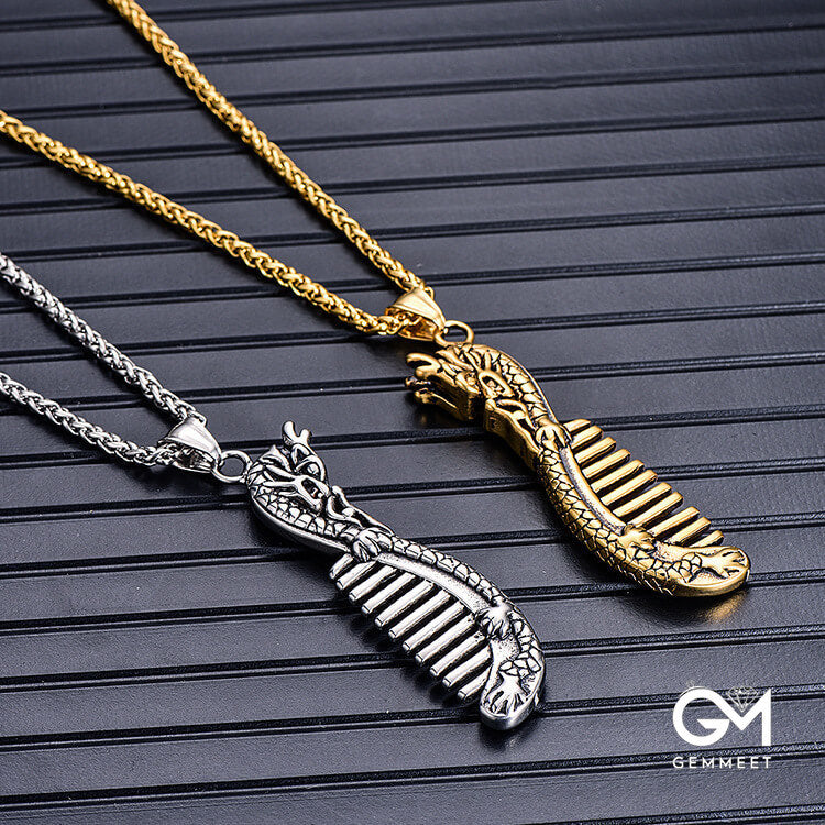 Titanium Steel Comb Hip Hop Necklace