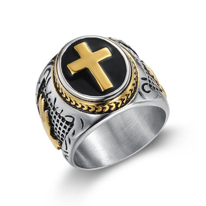 Two Tone Cross Faith Ring