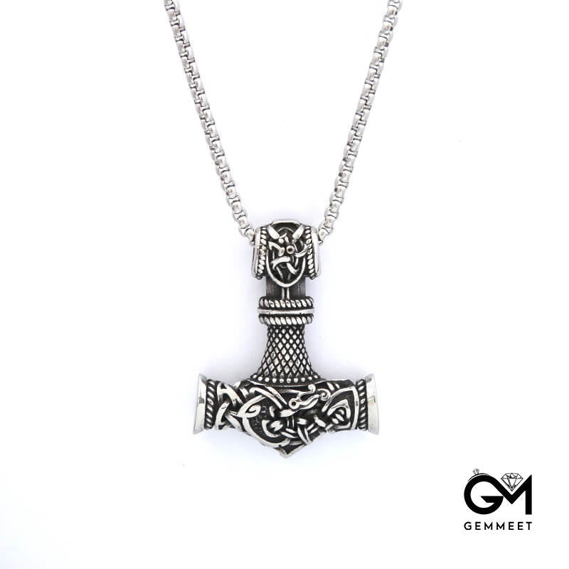 Dragon Print Hammer Vintage Titanium Steel Necklace