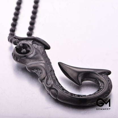 Stainless Steel Black Fishhook Necklace