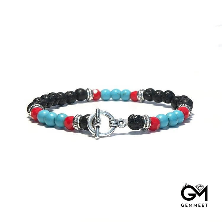 Men's Colorful Stone Beaded Braided Bracelet