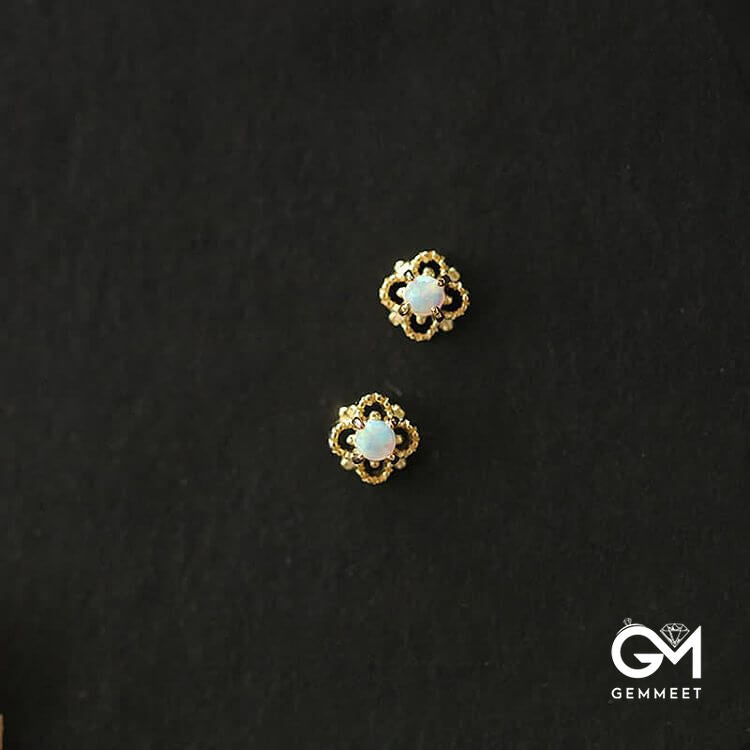 Delicate Vintage Opal Rhombic Earrings