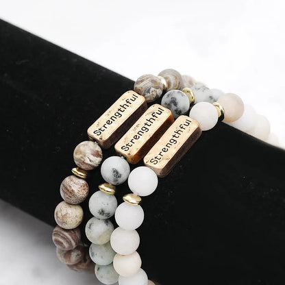 Natural Gemstone Strengthful Engraving Bracelet