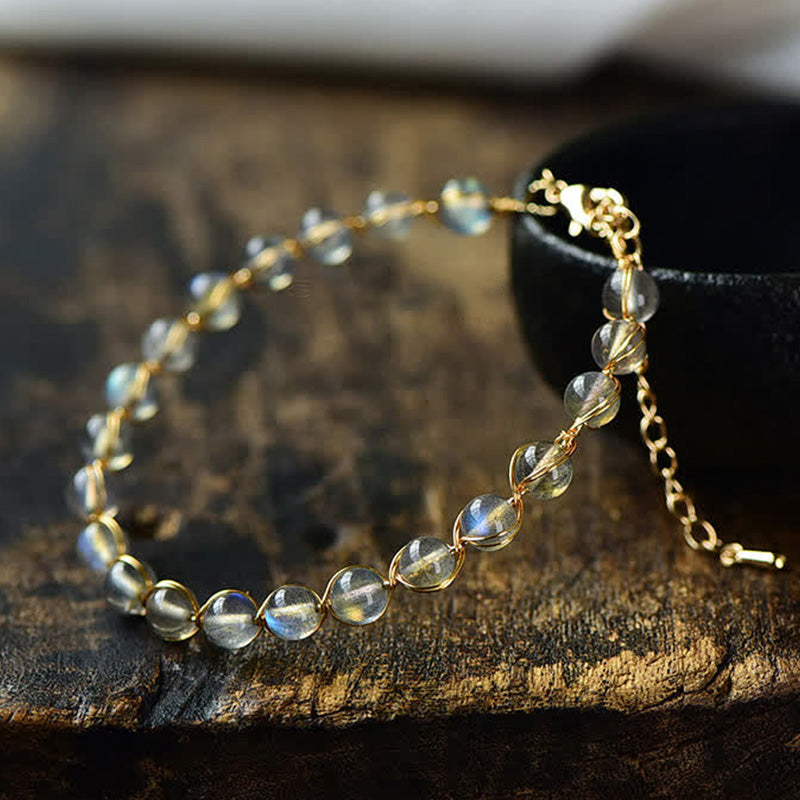 Natural Moonstone Golden Healing Positive Bracelet