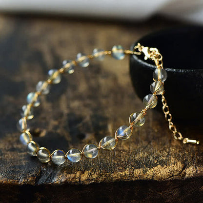 Natural Moonstone Golden Healing Positive Bracelet