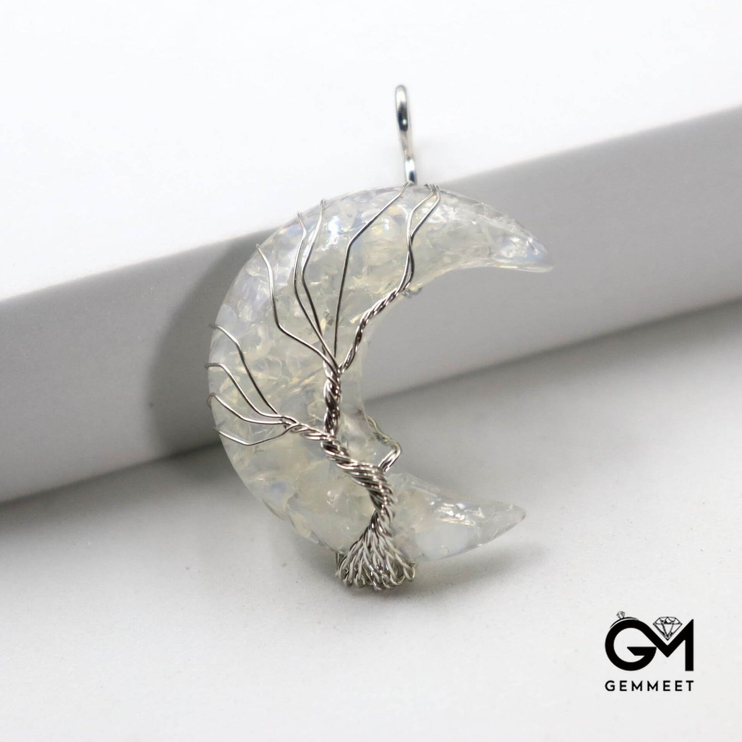 Moon Wrapped Tree of Life Crystal Necklace