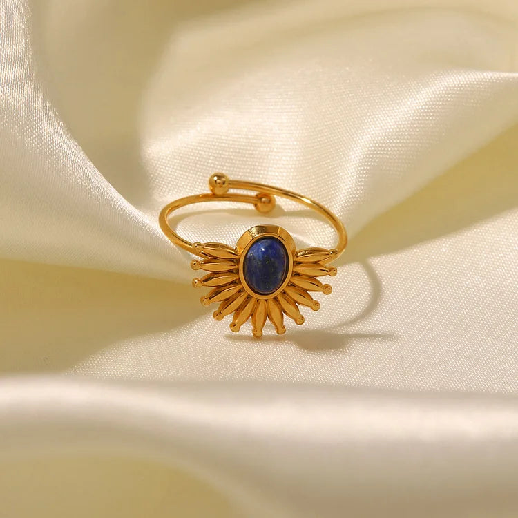 Lapis Lazuli 18k Gold Plated Stainless Steel Ring