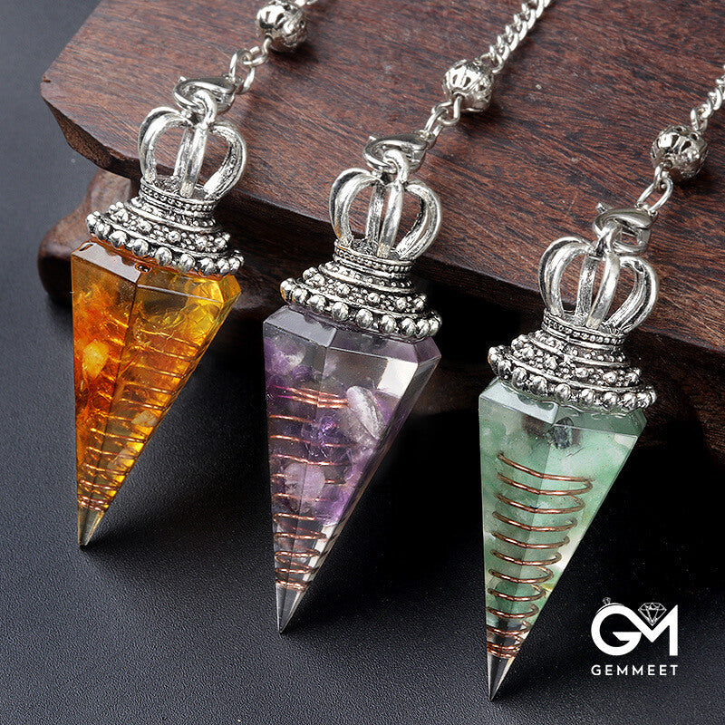 Citrine Crystal Hexagon Chaklaline Pendulum