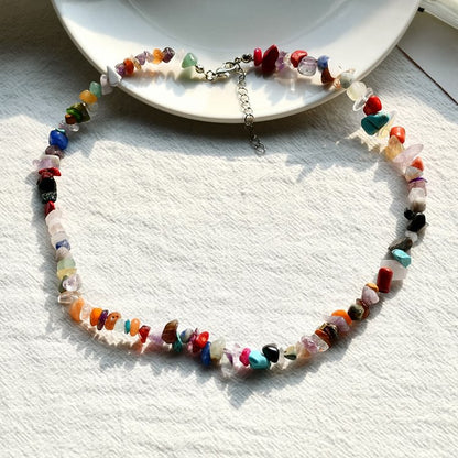 Irregular Shaped Polished Crystal Stone Necklace