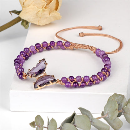 Butterfly Woven Natural Crystal Bracelet