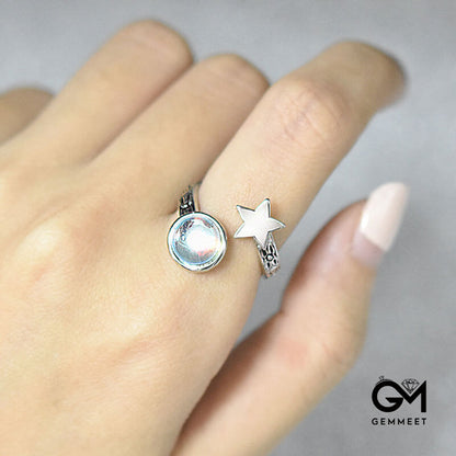 Star Moonstone Adjustable Ring