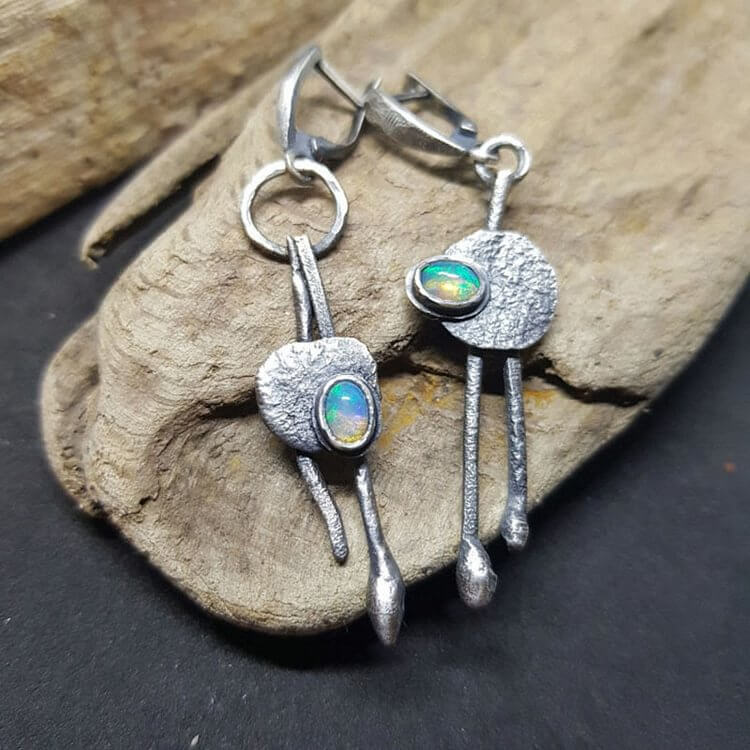 Asymmetric Colorful Opal Witch Earrings