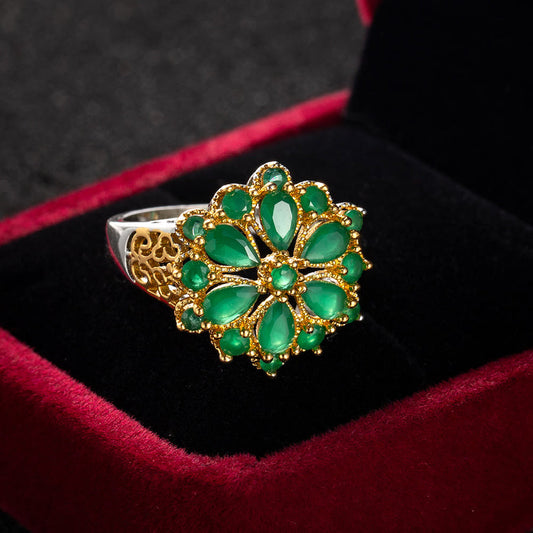 Blooming Flowers Emerald Ring