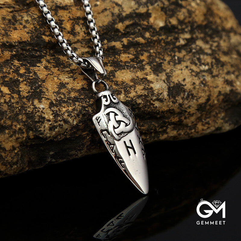 Titanium Steel Viking Triangle Spear Letter Necklace