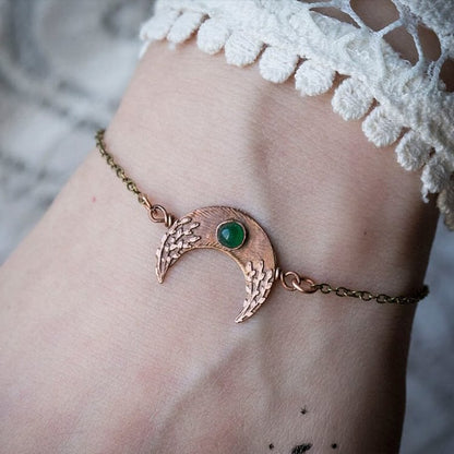 Emerald Engraved Bracelet in Antique Bronze