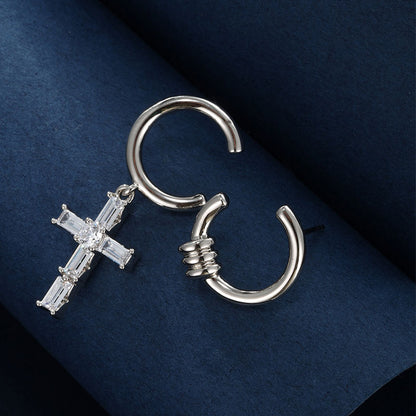 Cross Asymmetric Spice Girls High-end Niche Earrings