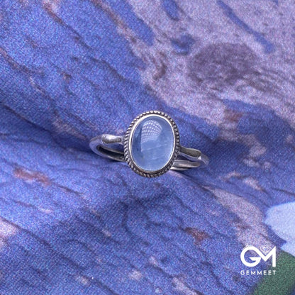 S925 Vintage Aquamarine Nepalese Bamboo Ring