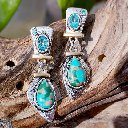 Emperor Stone Blue Topaz Silver Earrings