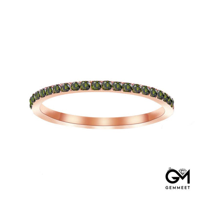 Rose Gold Birthstone Zircon Stainless Steel Thin Ring