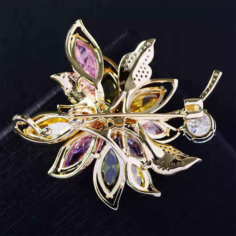 Luxury Hollow Design Multicolored Iris Brooch