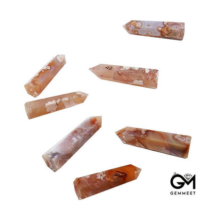 Cherry Blossom Agate Crystal Wands Tower