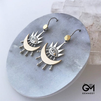 Crescent Ray Evil Eye Earrings with Earrings