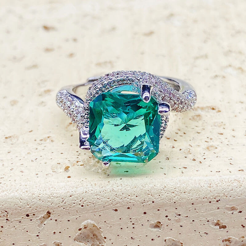 Five-carat Imitation Paraiba Ring Lake Green High Carbon Diamond Fancy Sapphire Ring