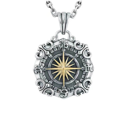 Nautical Star Compass Anchor Vintage Pendant Hip Hop Sweater Chain