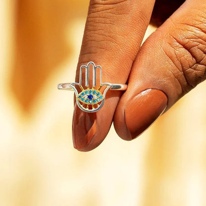 "You're Always Protected" Hamsa Zircon Ring