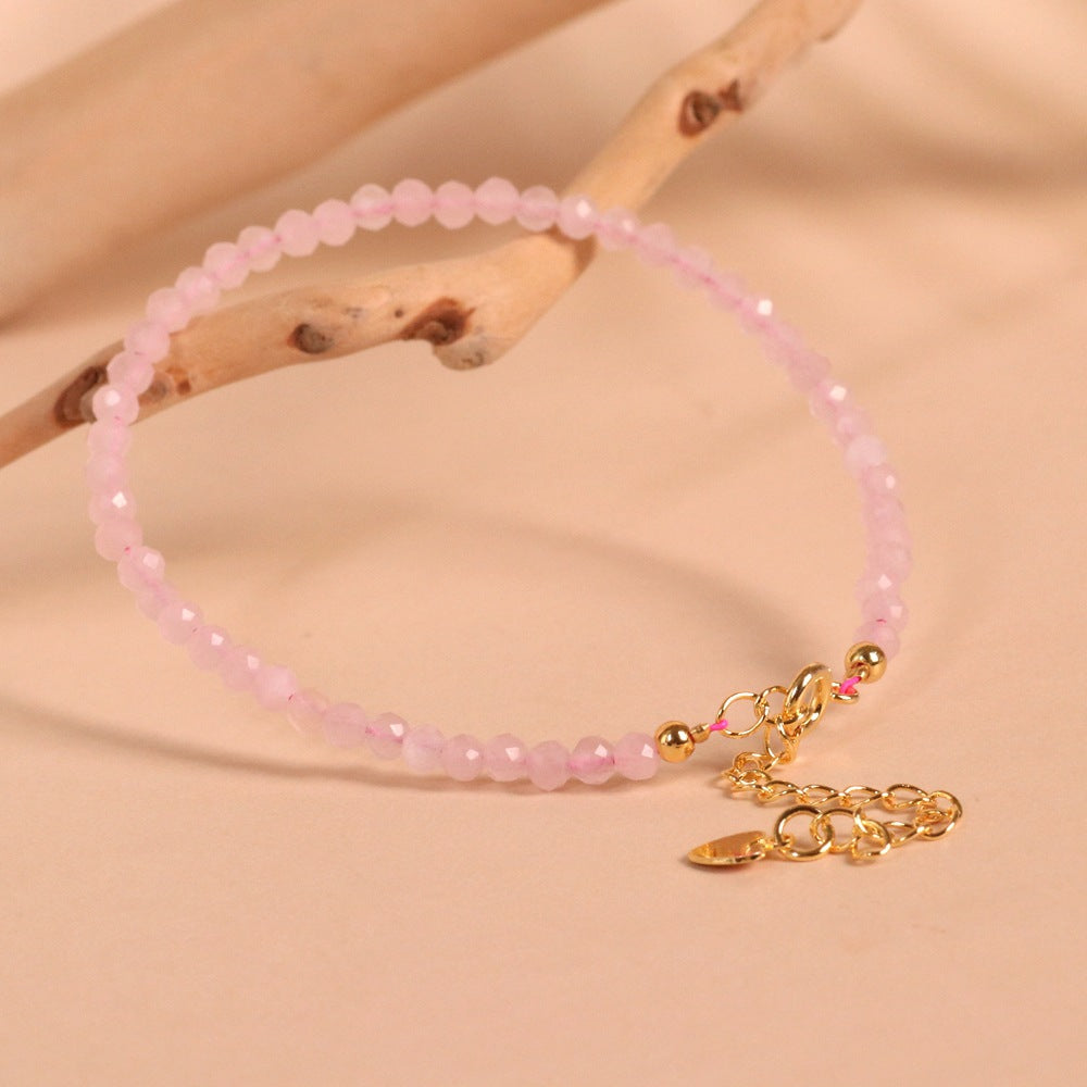 Pink Crystal Peach Blossom Transfer Bead Bracelet