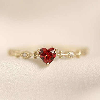 Simple Love Red Zircon Ring