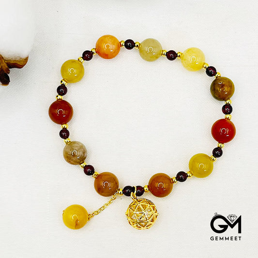 Colorful Agate Garnet Bead Bracelet