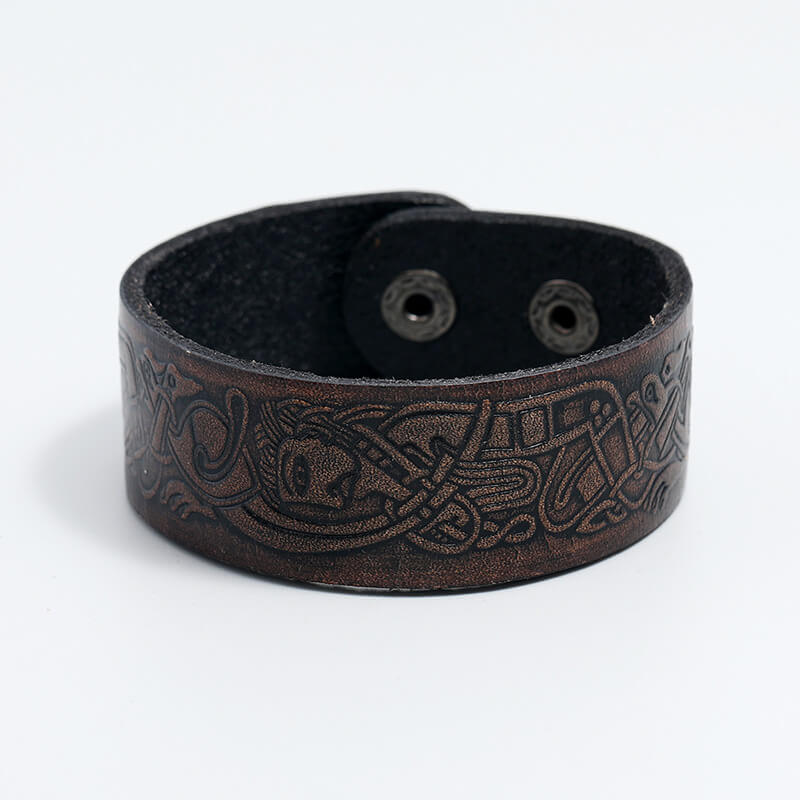 Embossed Pattern Retro Leather Trendy Bracelet