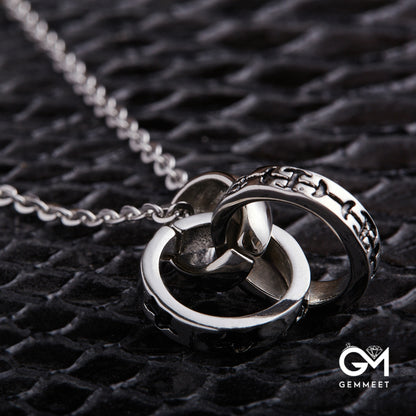 Three Rings Stainless Steel Loop Necklace