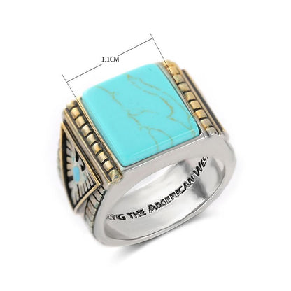 Eagle Side Engraved Turquoise Ring