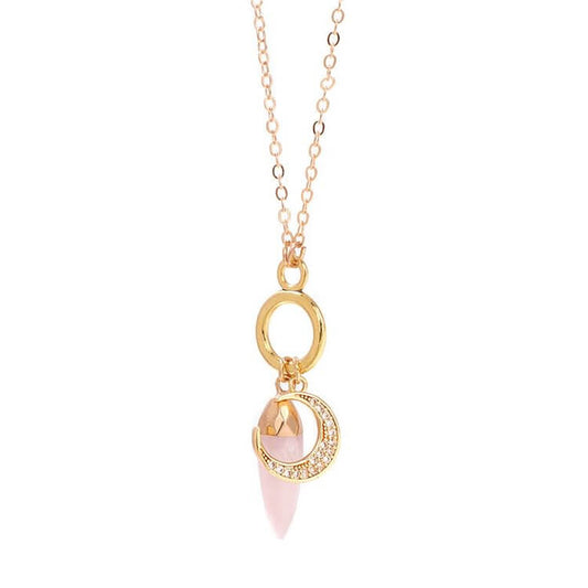 Bullet Crystal Zircon Moon Pendant Necklace