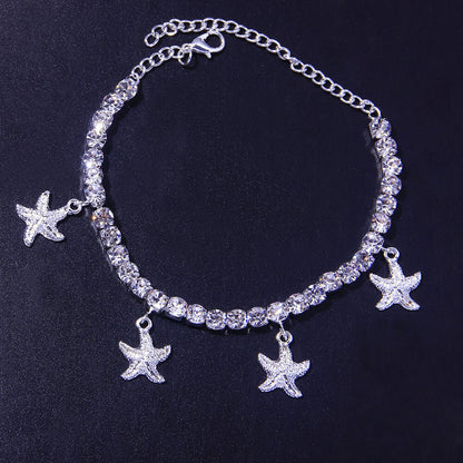 Alloy Shell Starfish Zircon Anklet