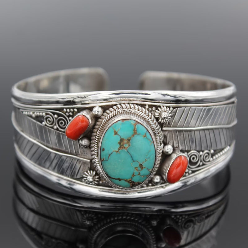 Ethnic Style Metal Inlay Turquoise Women's Bracelet